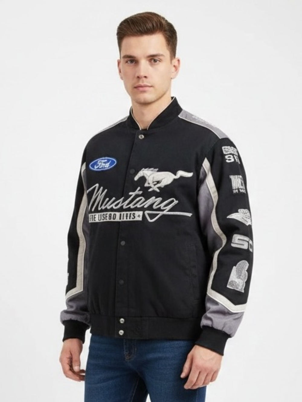 Ford JH Design Mens Jacket Mustang Boss GT Bomber Vintage 90s Y2K Cotton
Large